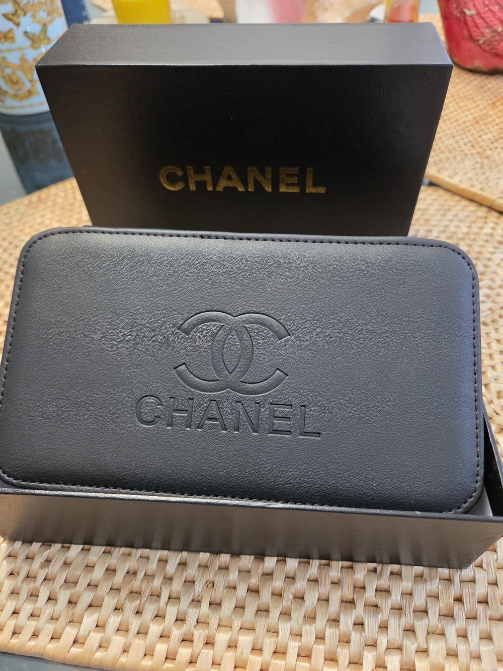 Chanel Black Leather Phone Case Organizer